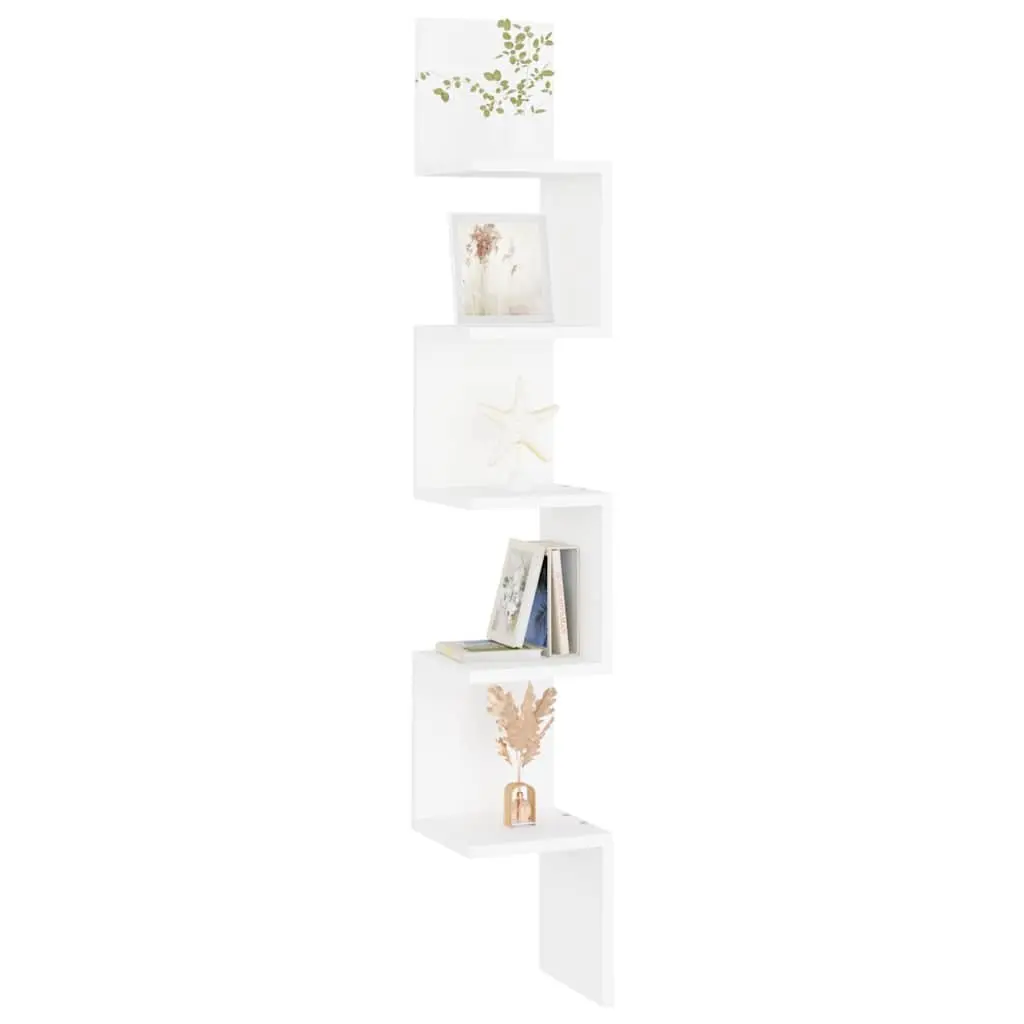 Wall Corner Shelf White 20 x 20 x 127.5 cm Engineered Wood