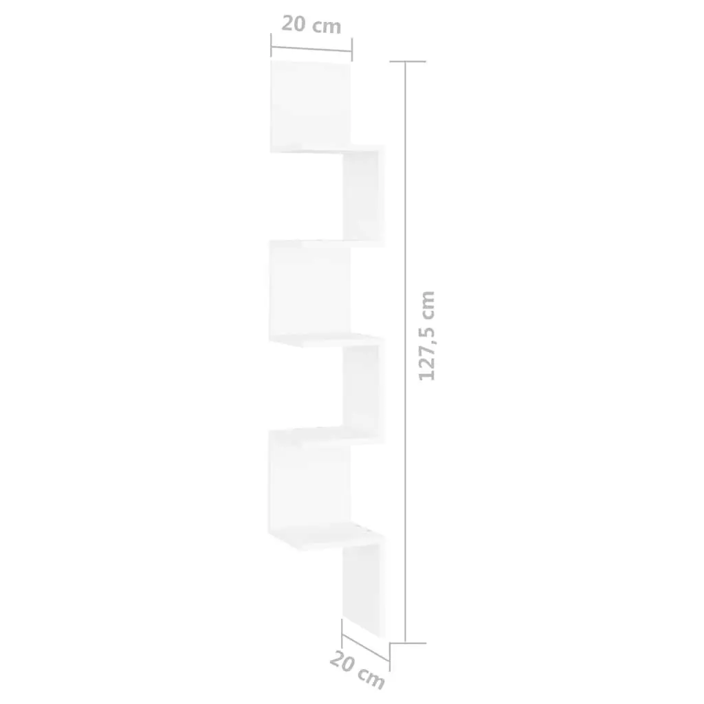 Wall Corner Shelf White 20 x 20 x 127.5 cm Engineered Wood