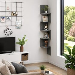 Grey Wall Corner Shelf for Storage and Display