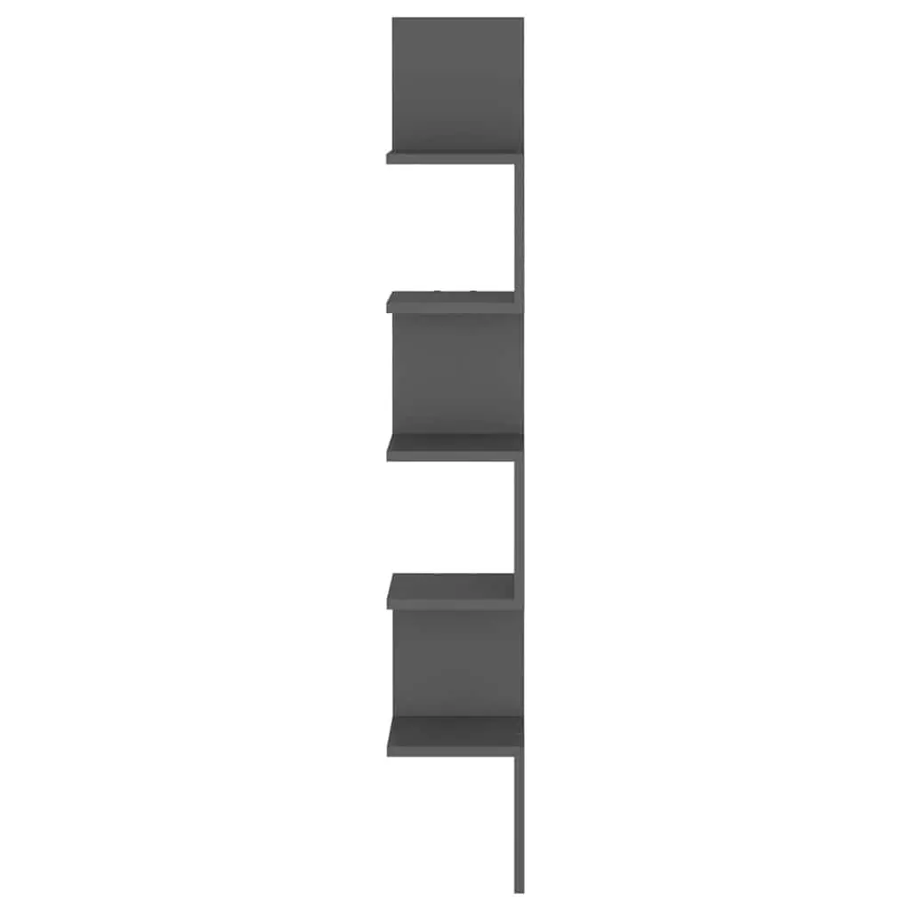 Wall Corner Shelf Grey Engineered Wood 20 x 20 x 127.5 cm Storage Display Unit