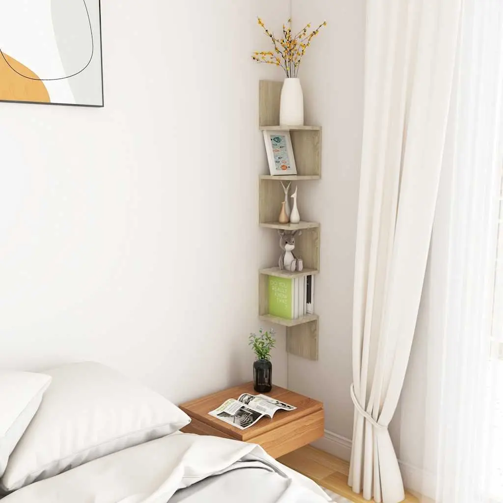 Corner Shelf Engineered Wood Brown 20x20x1275cm Storage Displays for Living Room