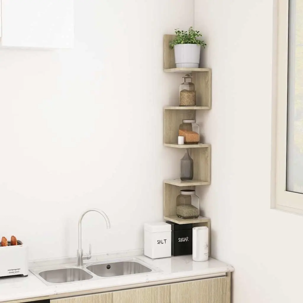 Corner Shelf Engineered Wood Brown 20x20x1275cm Storage Displays for Living Room