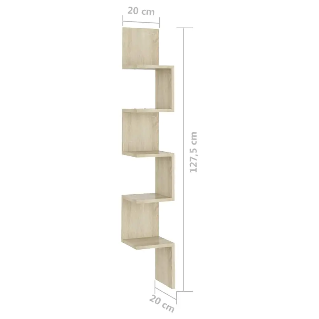 Corner Shelf Engineered Wood Brown 20x20x1275cm Storage Displays for Living Room