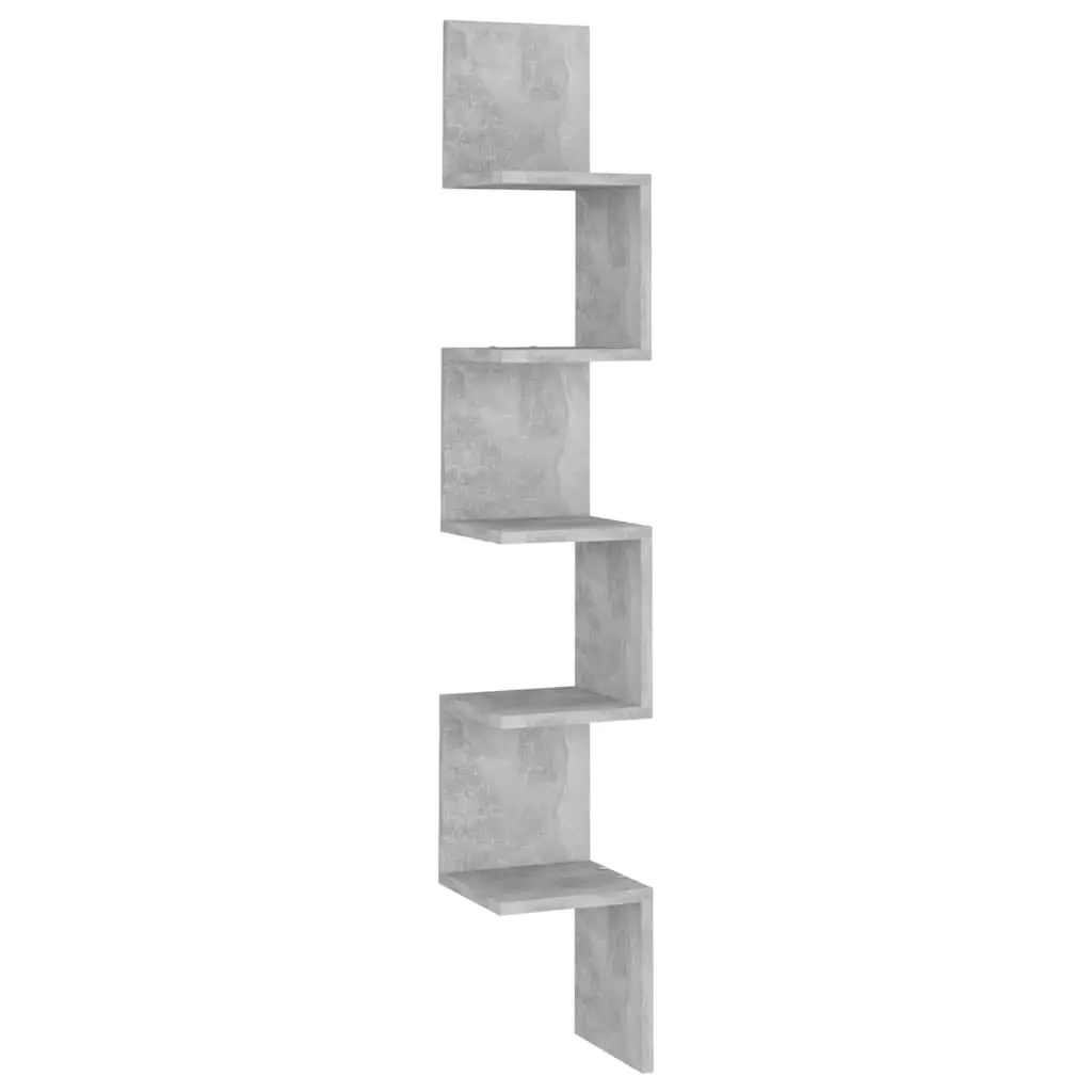 Wall Corner Shelf Grey Engineered Wood 20 x 20 x 127.5 cm