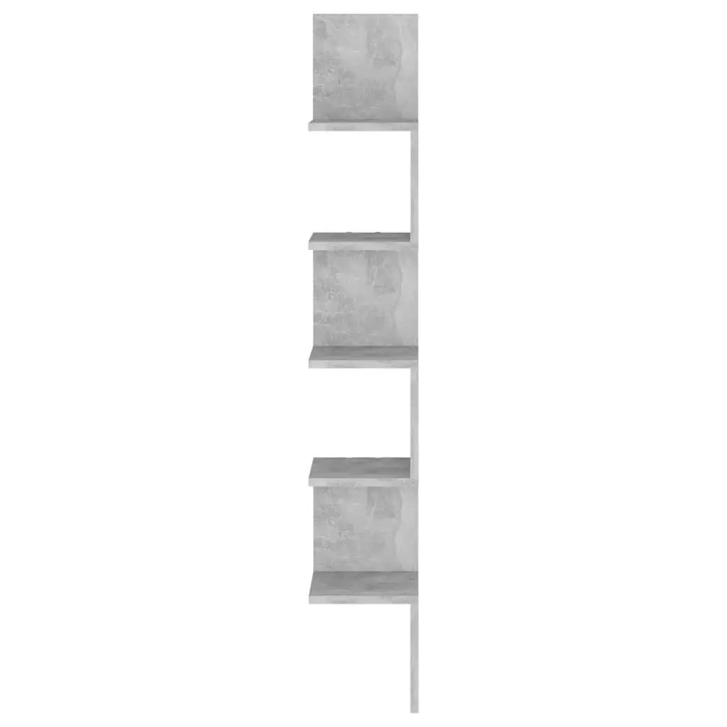 Wall Corner Shelf Grey Engineered Wood 20 x 20 x 127.5 cm