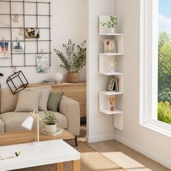 White High Gloss Wall Corner Shelf for Stylish Living