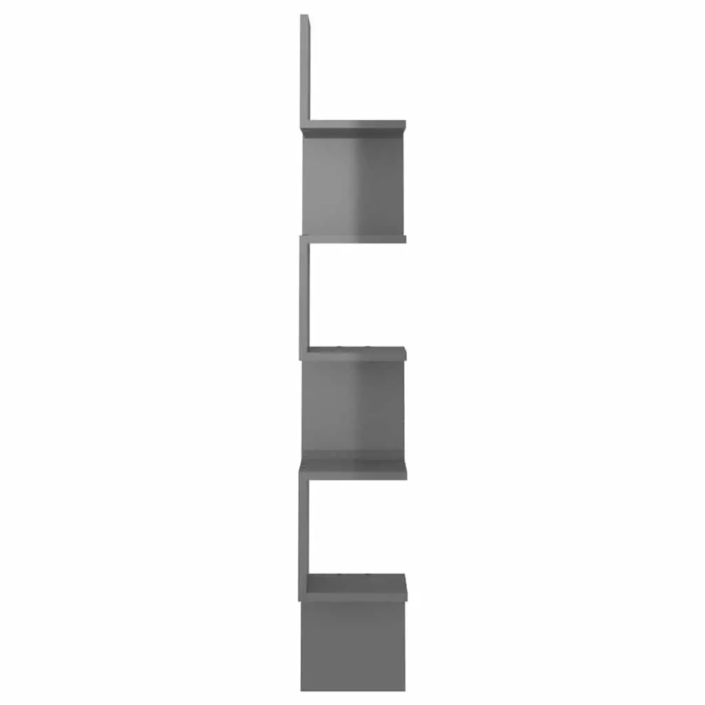 Wall Corner Shelf Grey High Gloss 20 x 20 x 127.5 cm Engineered Wood