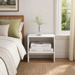 White Solid Pinewood Bedside Cabinets - Set of 2