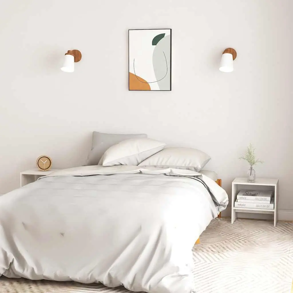 Bedside Cabinets White Solid Pinewood 40 x 30.5 x 40 cm Storage Nightstand 2 Piece