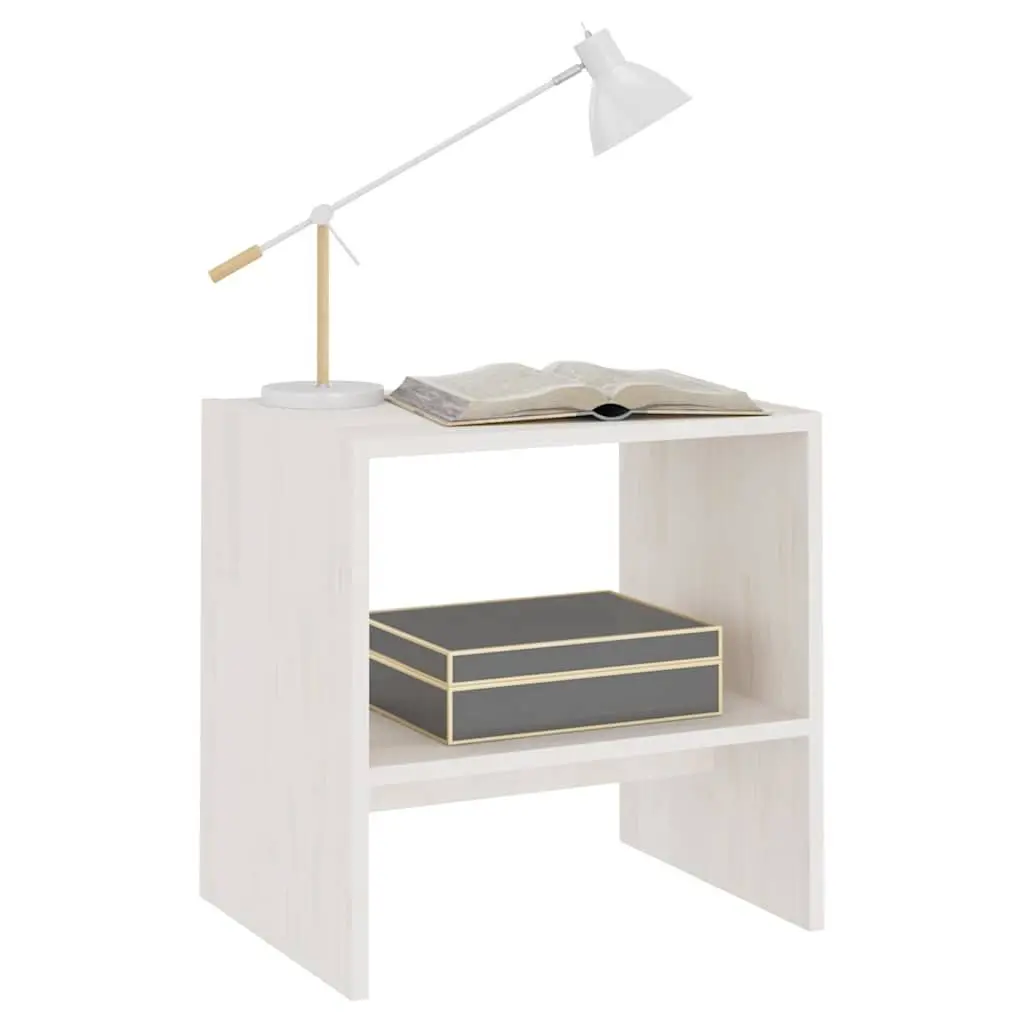 Bedside Cabinets White Solid Pinewood 40 x 30.5 x 40 cm Storage Nightstand 2 Piece