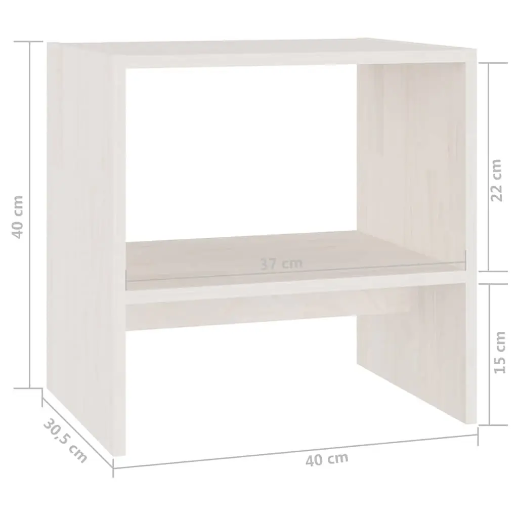 Bedside Cabinets White Solid Pinewood 40 x 30.5 x 40 cm Storage Nightstand 2 Piece