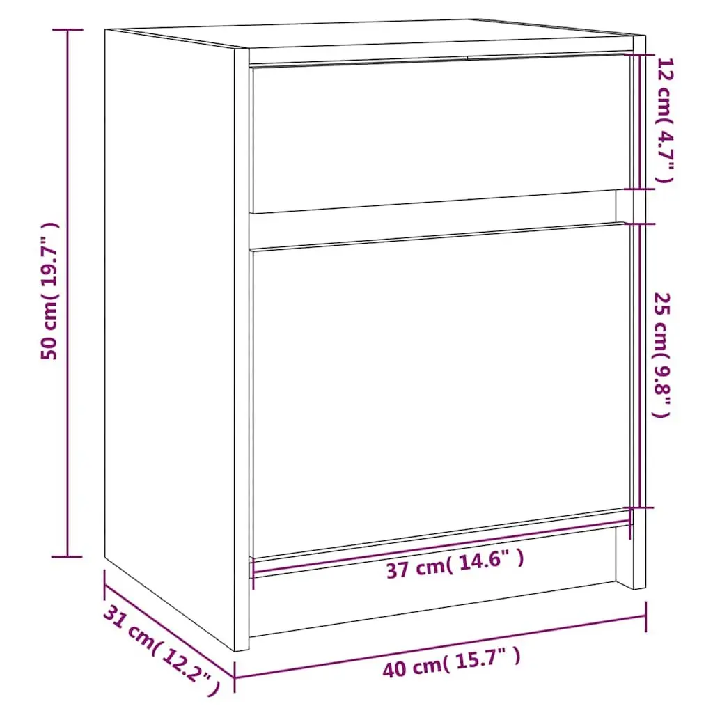 Solid Wood Bedside Cabinet 40x31x50cm in Brown