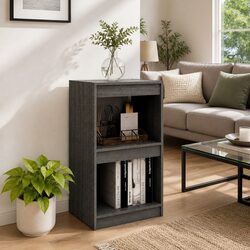 Grey Solid Pinewood Book Cabinet for Stylish Storage