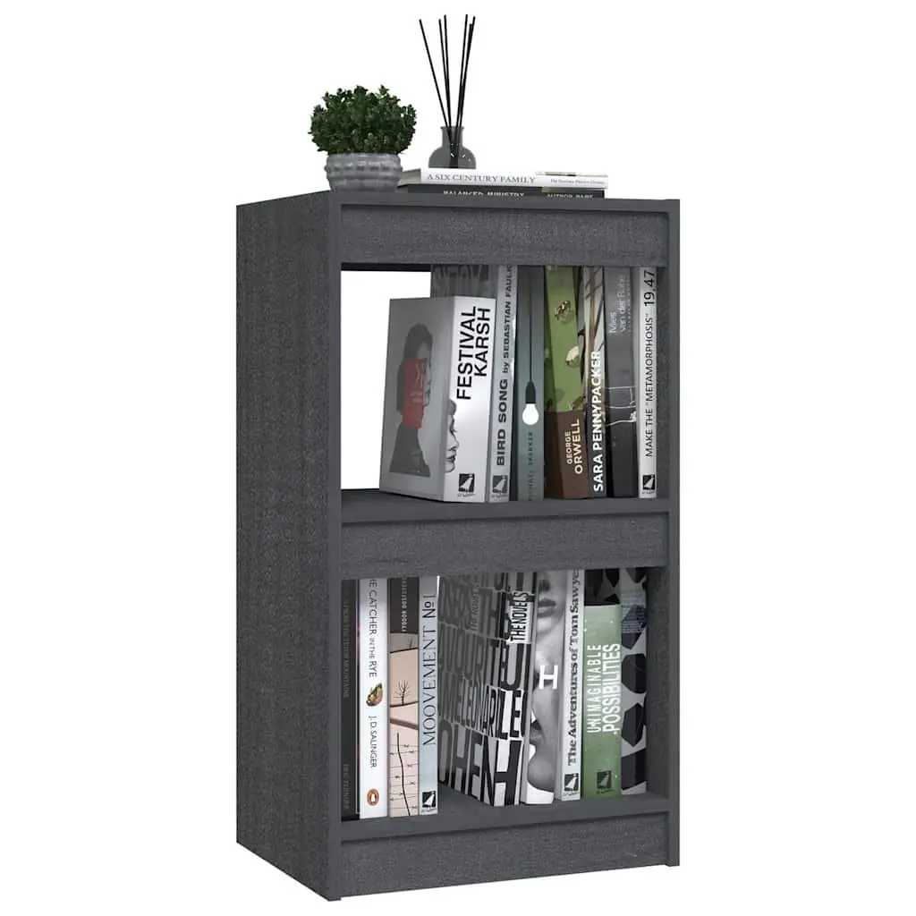Book Cabinet Grey 40x30x71.5cm Solid Pinewood Shelf Storage Display Unit