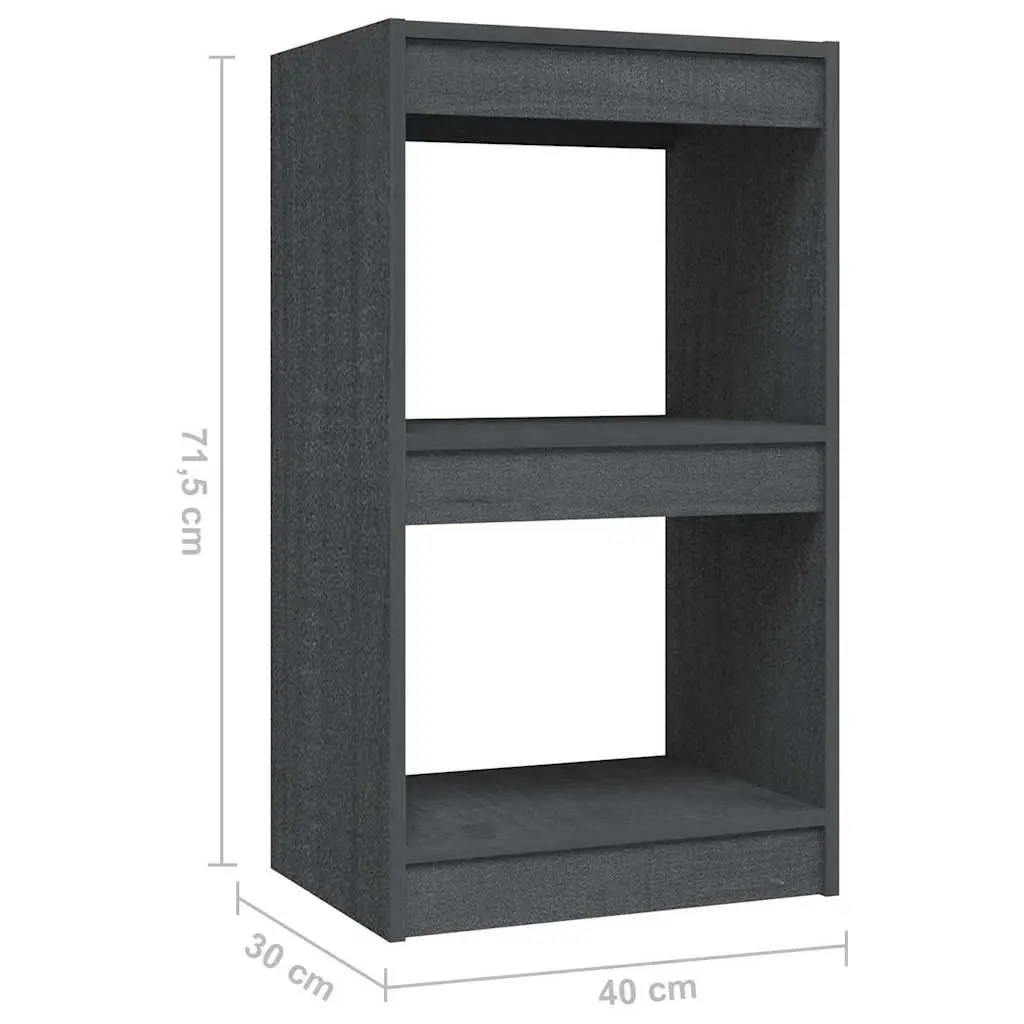 Book Cabinet Grey 40x30x71.5cm Solid Pinewood Shelf Storage Display Unit