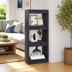 Grey Solid Pinewood Book Cabinet for Room Division