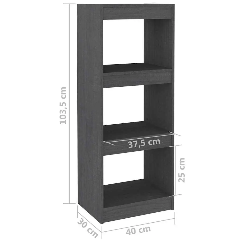 Pinewood Book Cabinet Room Divider Grey 40x30x103.5cm Storage Shelf
