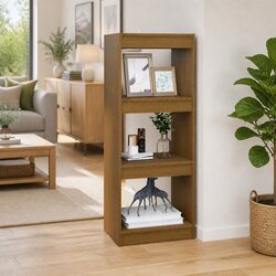 Elegant Brown Pinewood Book Cabinet Room Divider