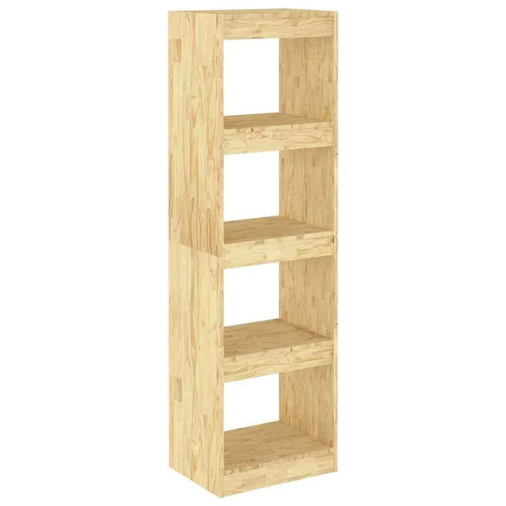 Wooden Book Cabinet Room Divider Storage Shelving Unit 4 Compartment Pinewood Brown
