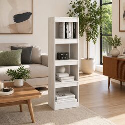 White Pinewood Book Cabinet Room Divider 40x30x135.5 cm
