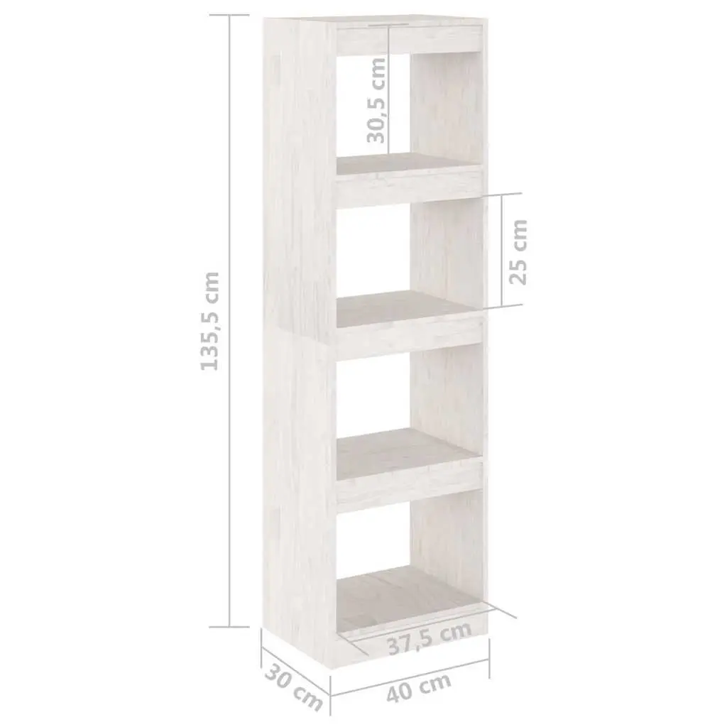 Pinewood Book Cabinet Room Divider White 40x30x135.5 cm Storage Unit