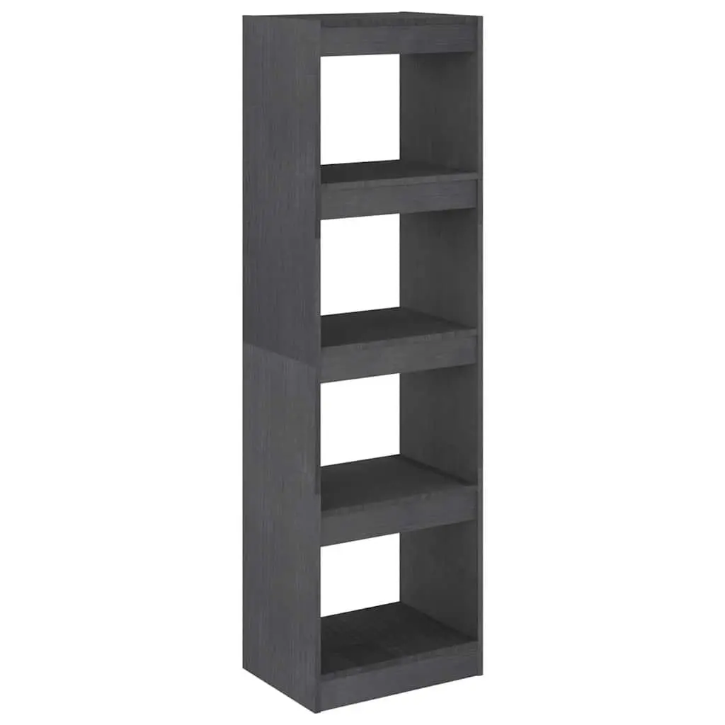 Pinewood Bookcase Room Divider Grey Storage Organizer 4 Compartments 40x30x1355cm