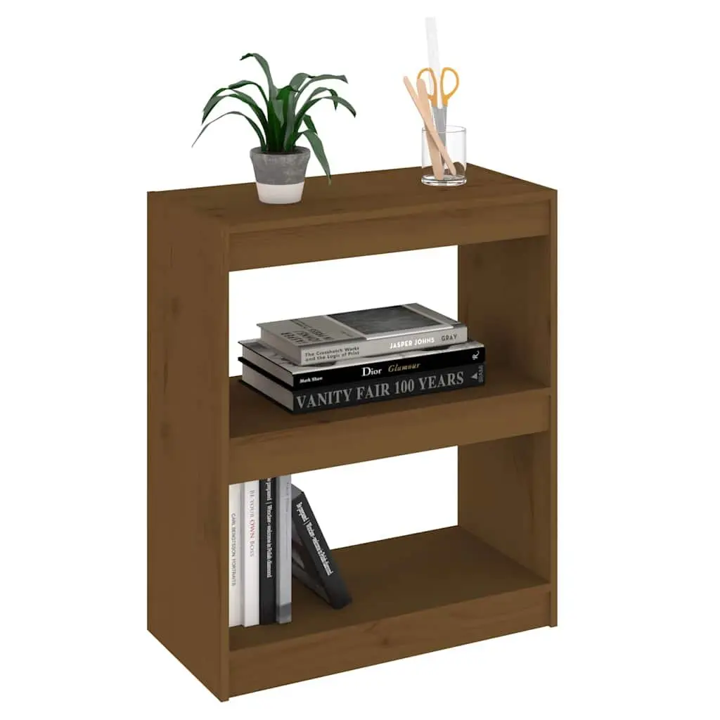 Book Cabinet Room Divider Honey Brown Solid Pinewood Bookshelf Storage Shelving Unit