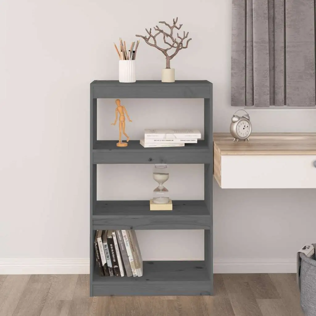 Book Cabinet Room Divider Grey 60x30x103.5 cm Solid Pine Wood