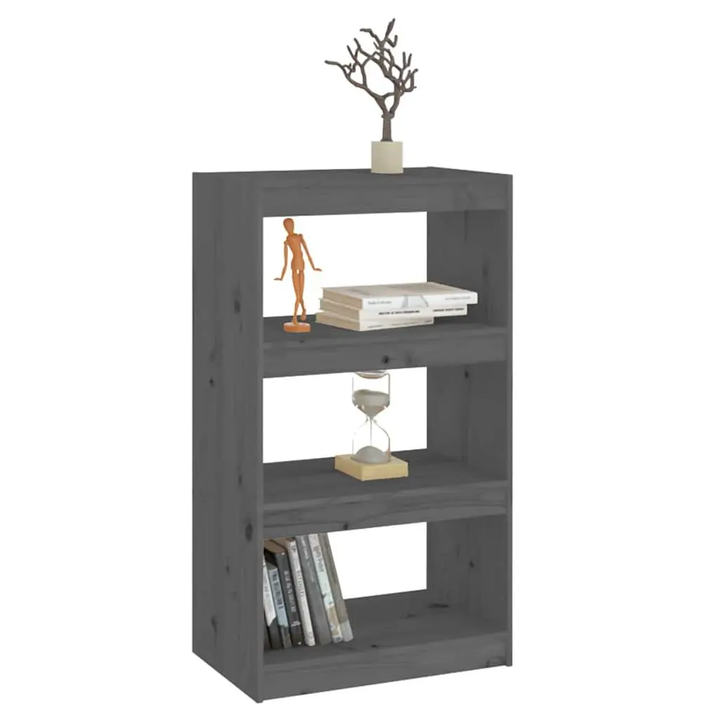 Book Cabinet Room Divider Grey 60x30x103.5 cm Solid Pine Wood
