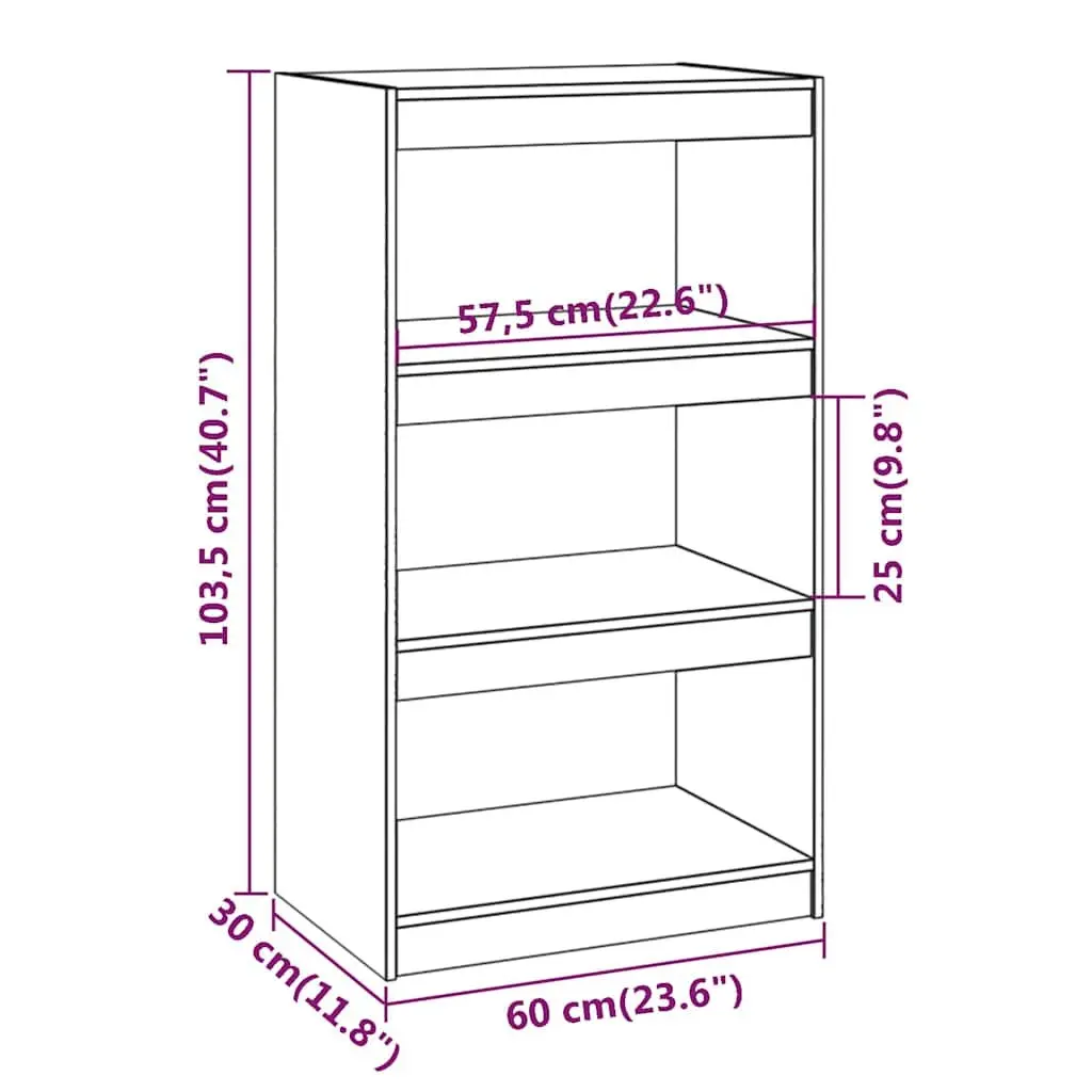 Book Cabinet Room Divider Grey 60x30x103.5 cm Solid Pine Wood