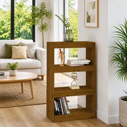 Honey Brown Wooden Book Cabinet Room Divider