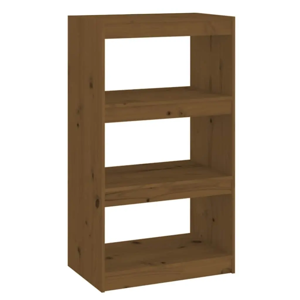 Book Cabinet Honey Brown Wooden Bookshelf 3 Compartments Storage Room Divider