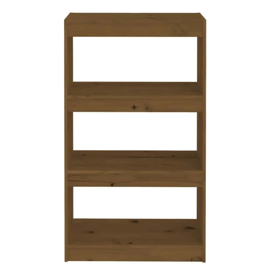 Book Cabinet Honey Brown Wooden Bookshelf 3 Compartments Storage Room Divider