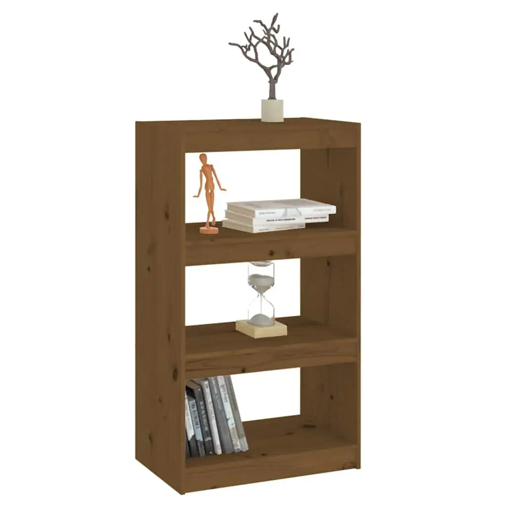 Book Cabinet Honey Brown Wooden Bookshelf 3 Compartments Storage Room Divider
