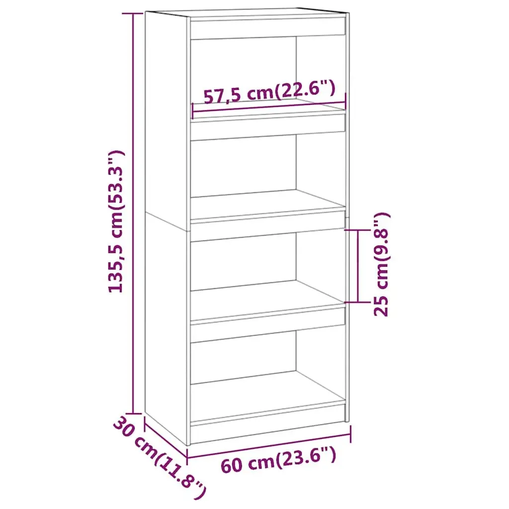 Book Cabinet Room Divider 60x30x135.5cm Bookcase Bookshelf 4 Compartment Storage