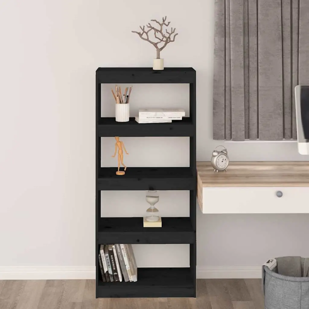 Solid Wood Pine Book Cabinet Room Divider in Black