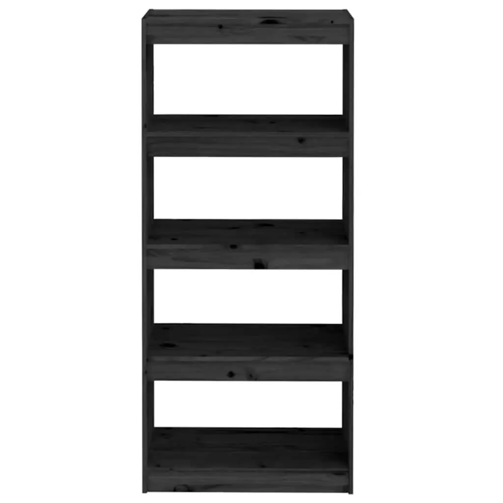 Solid Wood Pine Book Cabinet Room Divider in Black
