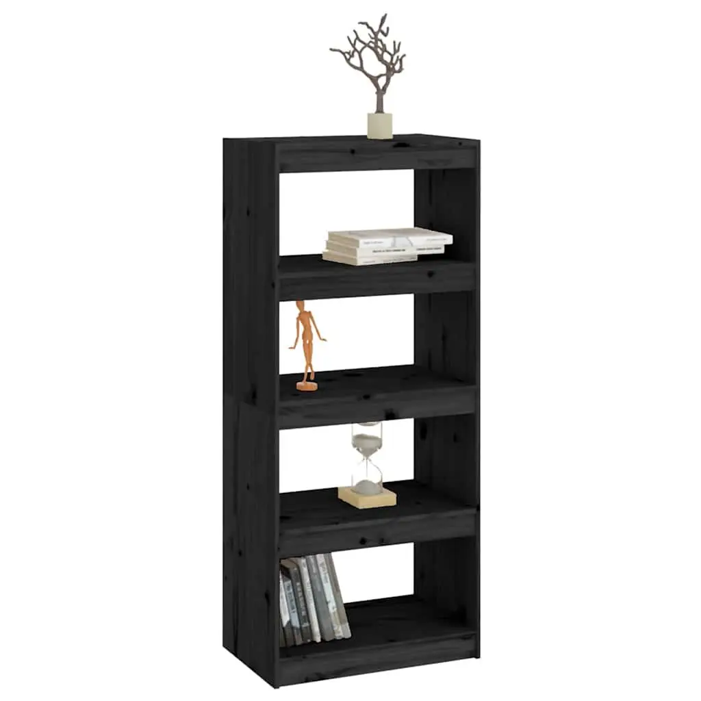 Solid Wood Pine Book Cabinet Room Divider in Black