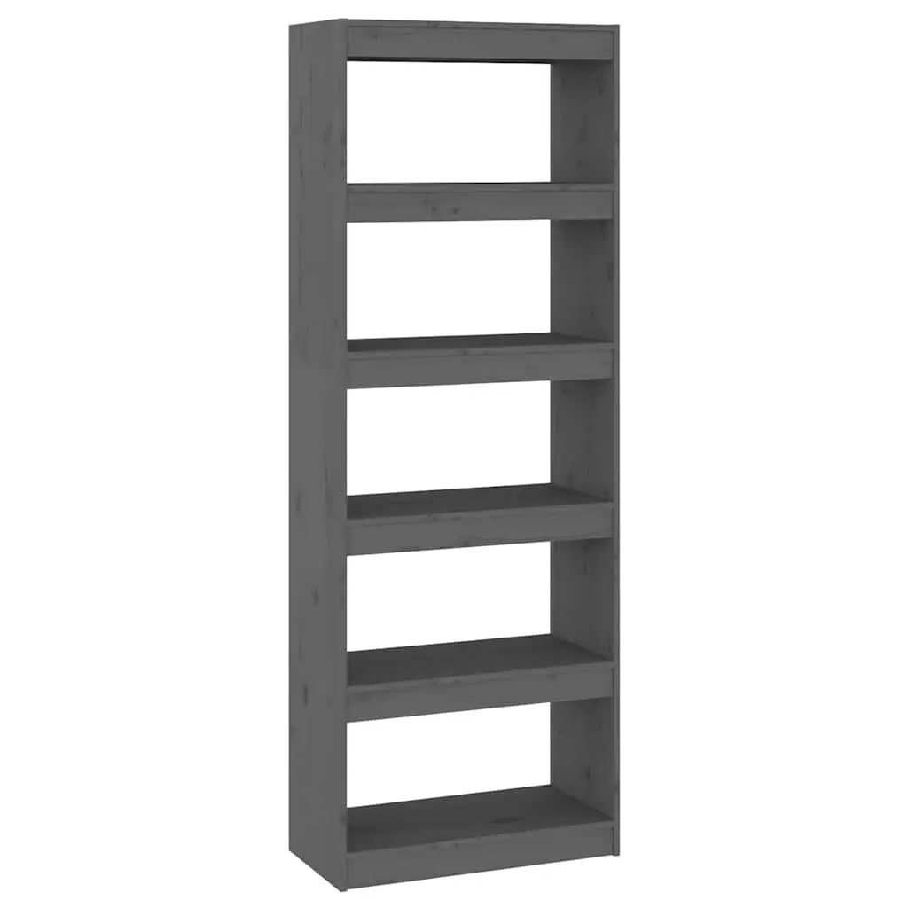 Grey Solid Pine Book Cabinet with 5 Shelves