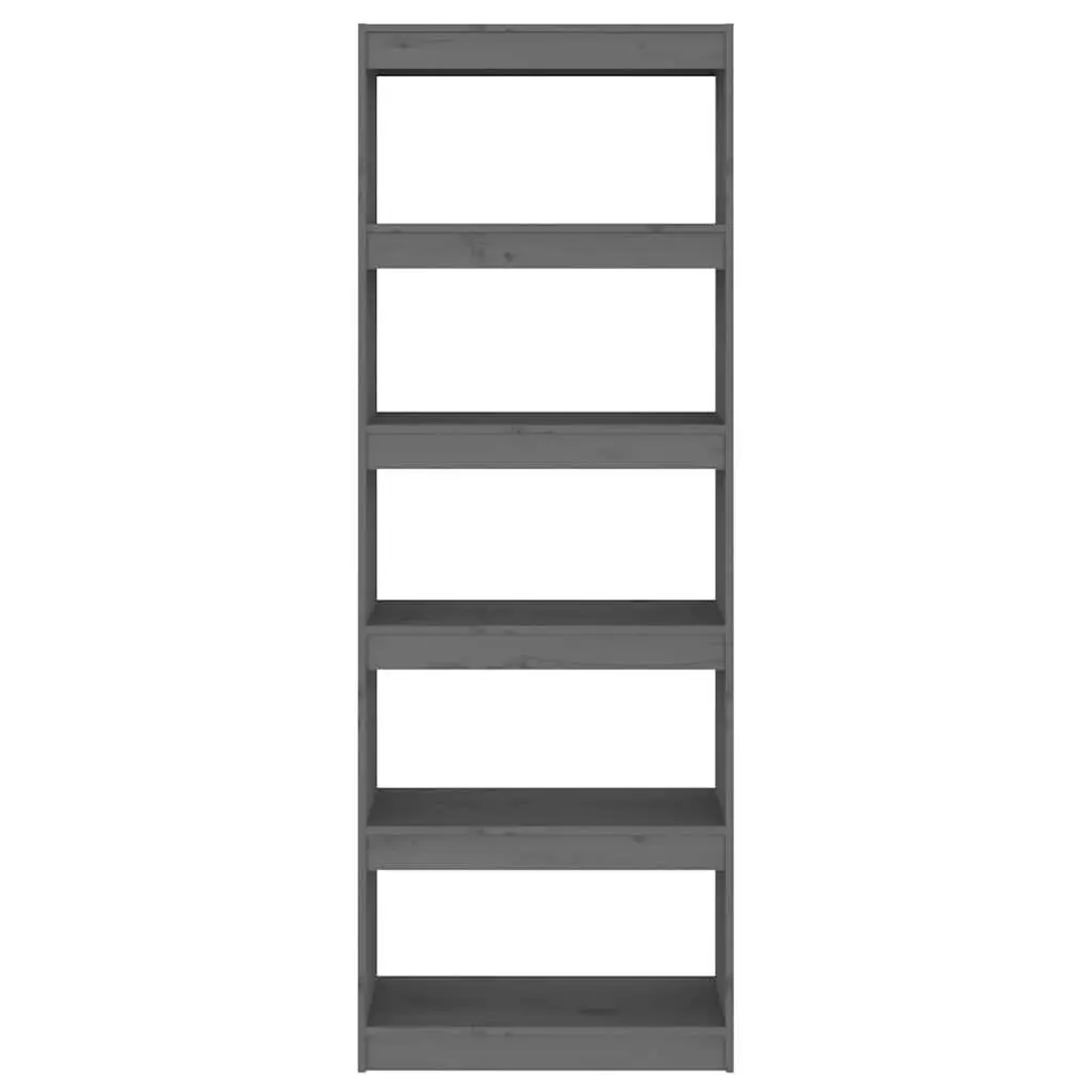 Grey Solid Pine Book Cabinet with 5 Shelves