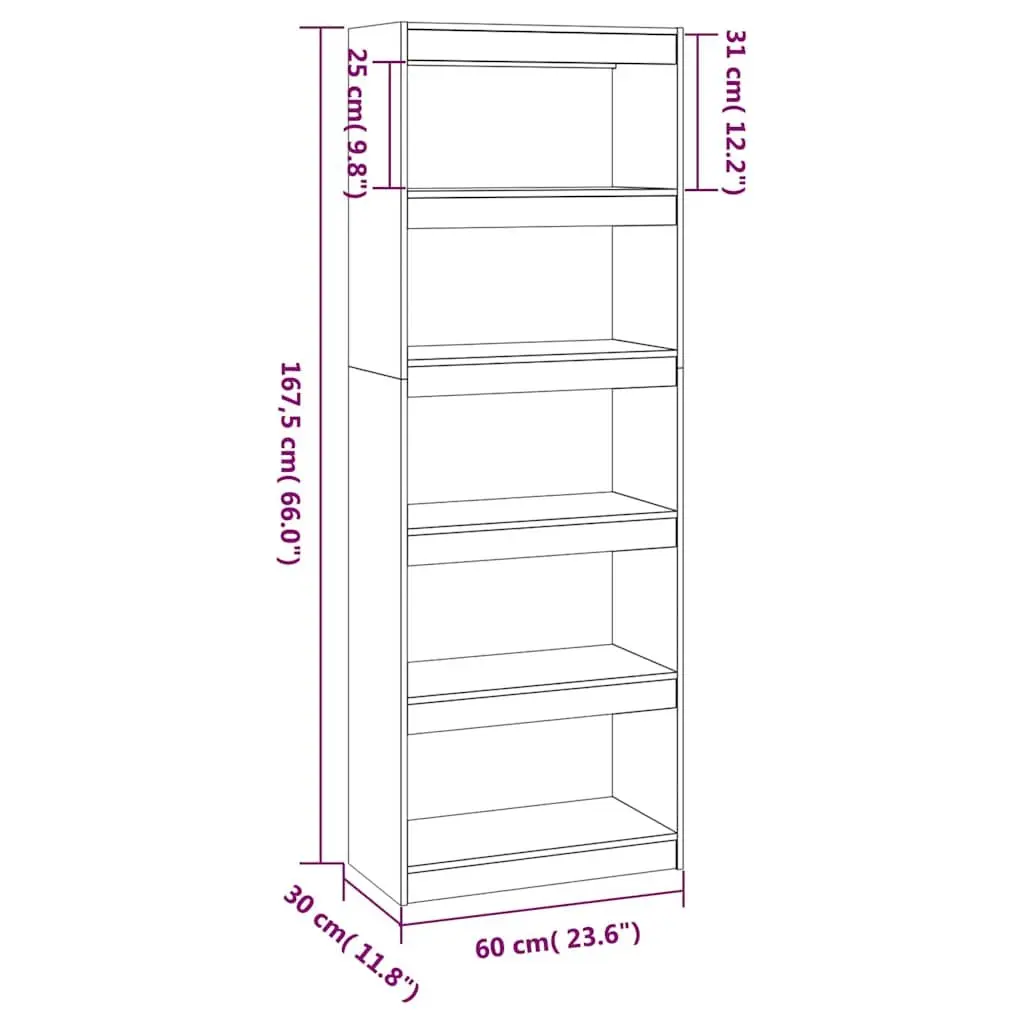 Honey Brown Book Cabinet Room Divider 60x30x167.5cm
