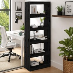 Tall Solid Pine Book Cabinet Divider in Black
