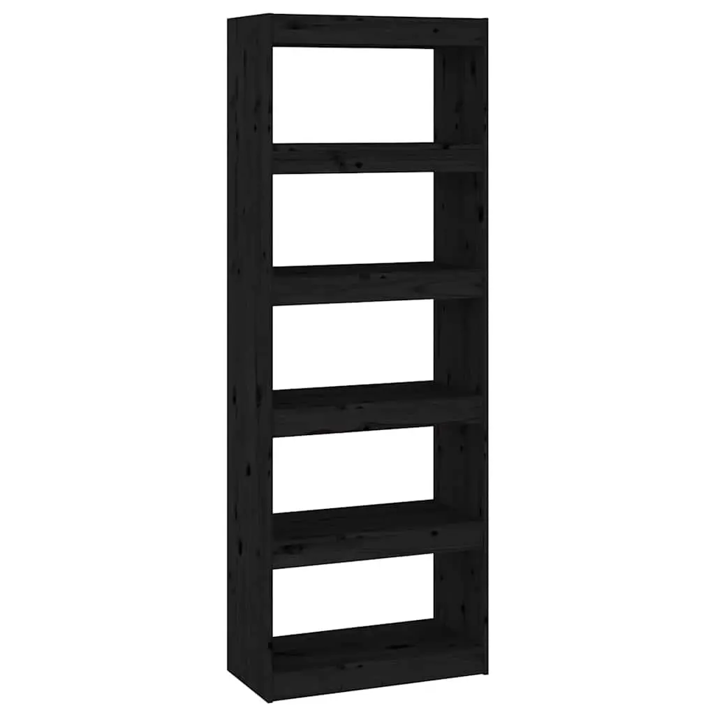 Book Cabinet Room Divider Bookcase Black 60x30x167.5 cm Solid Pine Wood Shelf