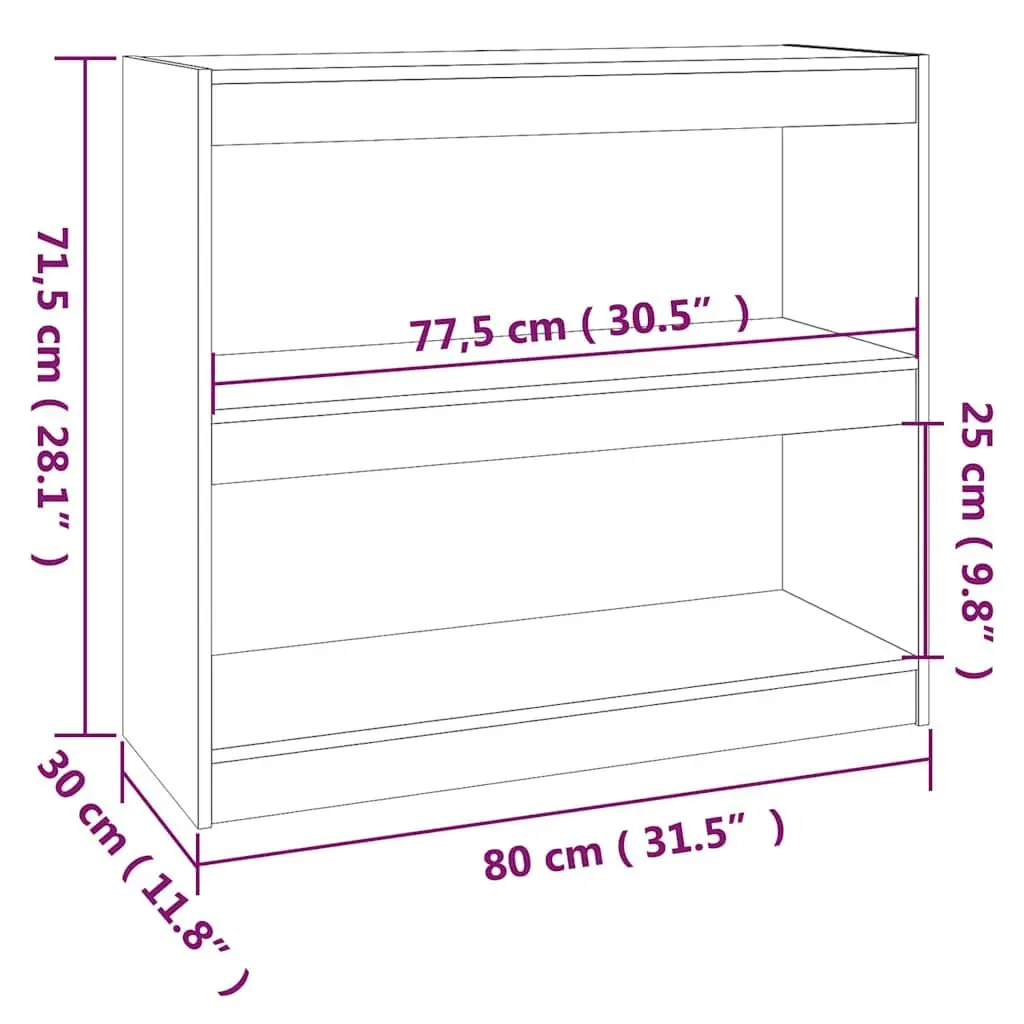 Solid Wood Pine Book Cabinet Room Divider 80x30x71.5 cm Storage Shelving