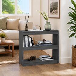 Grey Solid Wood Pine Book Cabinet and Room Divider