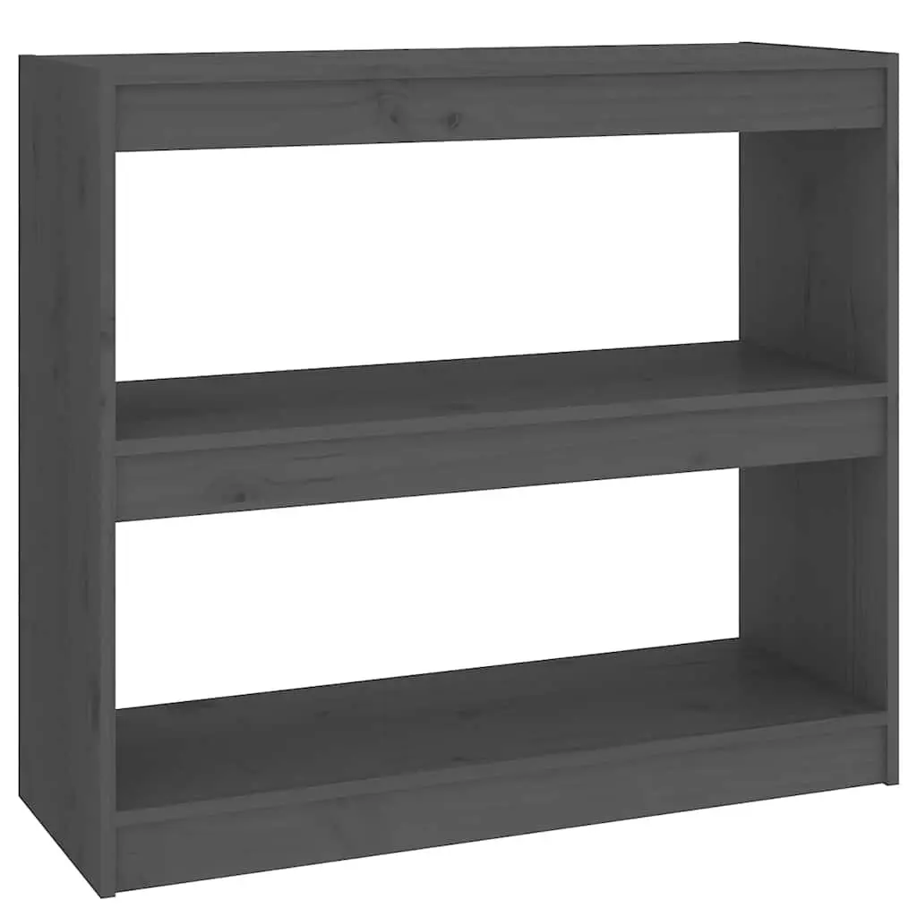 Grey Solid Pinewood Bookcase Room Divider Shelving Unit 80Wx30Dx71.5H cm