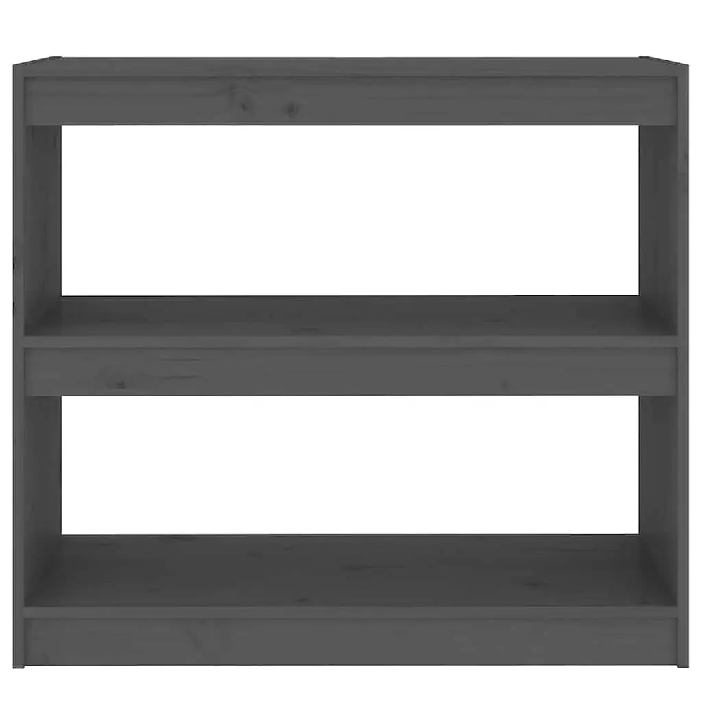Grey Solid Pinewood Bookcase Room Divider Shelving Unit 80Wx30Dx71.5H cm