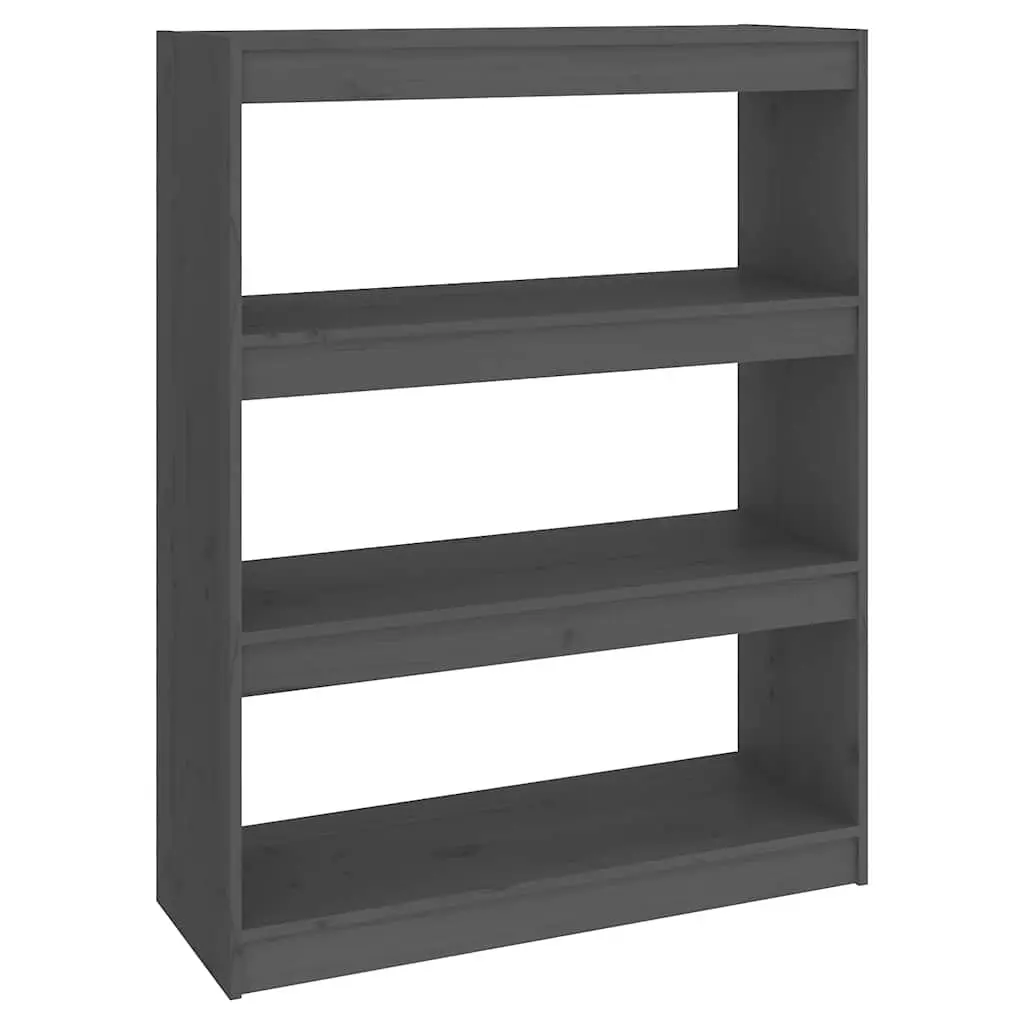 Solid Pine Wood Grey Book Shelf Room Divider 3 Compartment Storage Unit