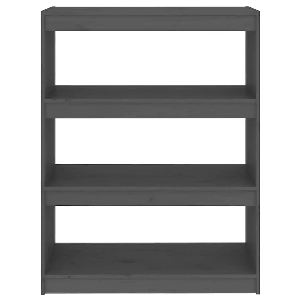 Solid Pine Wood Grey Book Shelf Room Divider 3 Compartment Storage Unit