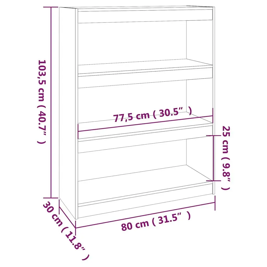 Solid Pine Wood Grey Book Shelf Room Divider 3 Compartment Storage Unit